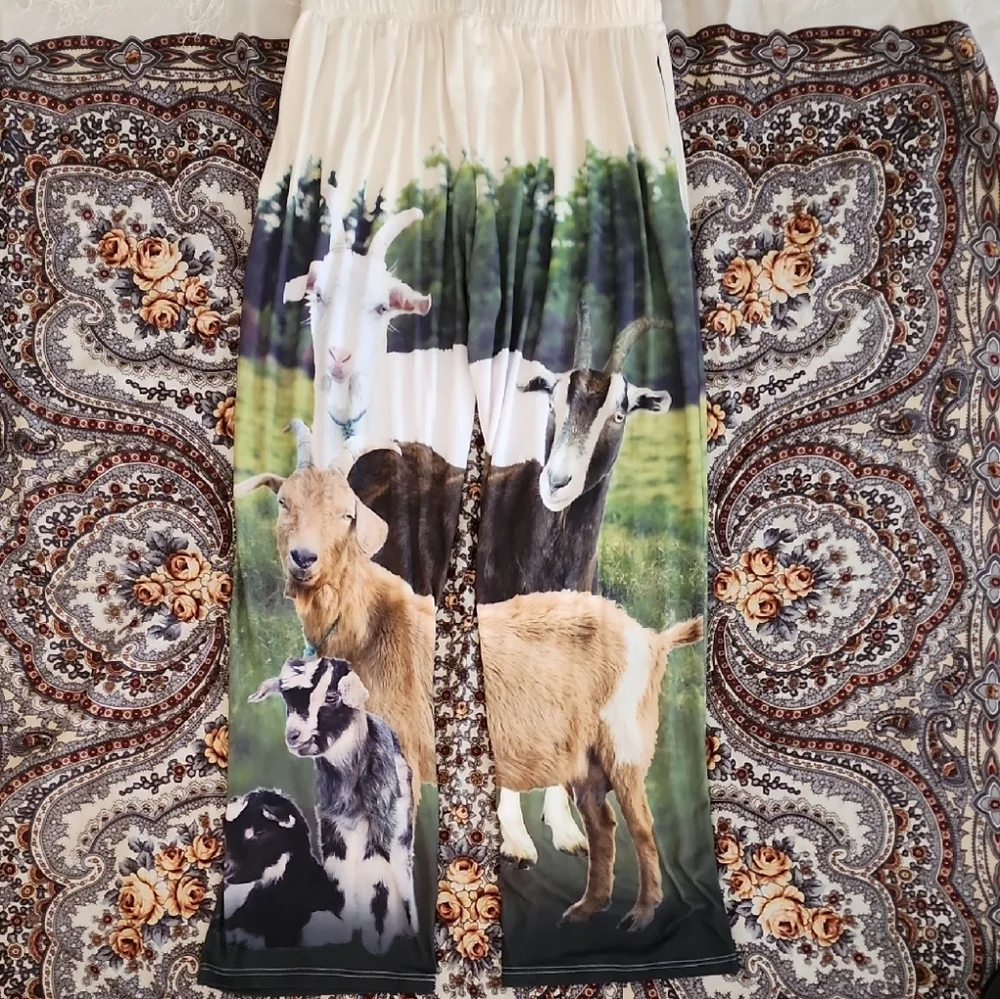 Hilarious Goat Print Pajama Bottoms β Size XXL - Picture 2 of 4